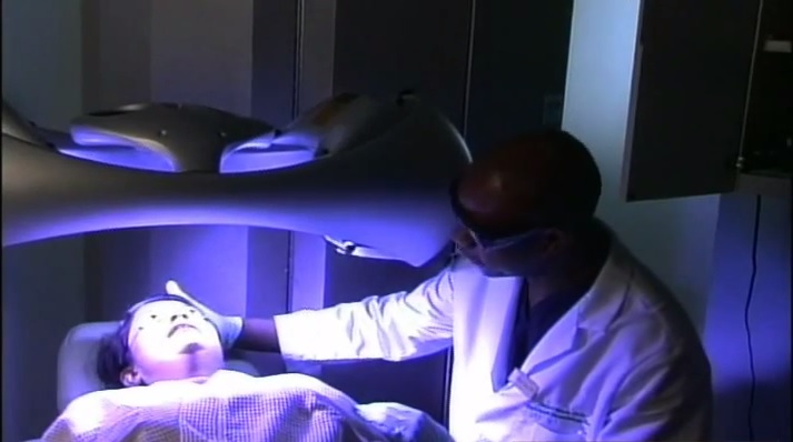 Patient Undergoing Photodynamic Light Therapy